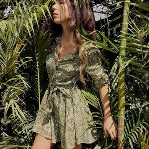 NWT Zara Paisley Print Wrap Dress in Green and Khaki Size L